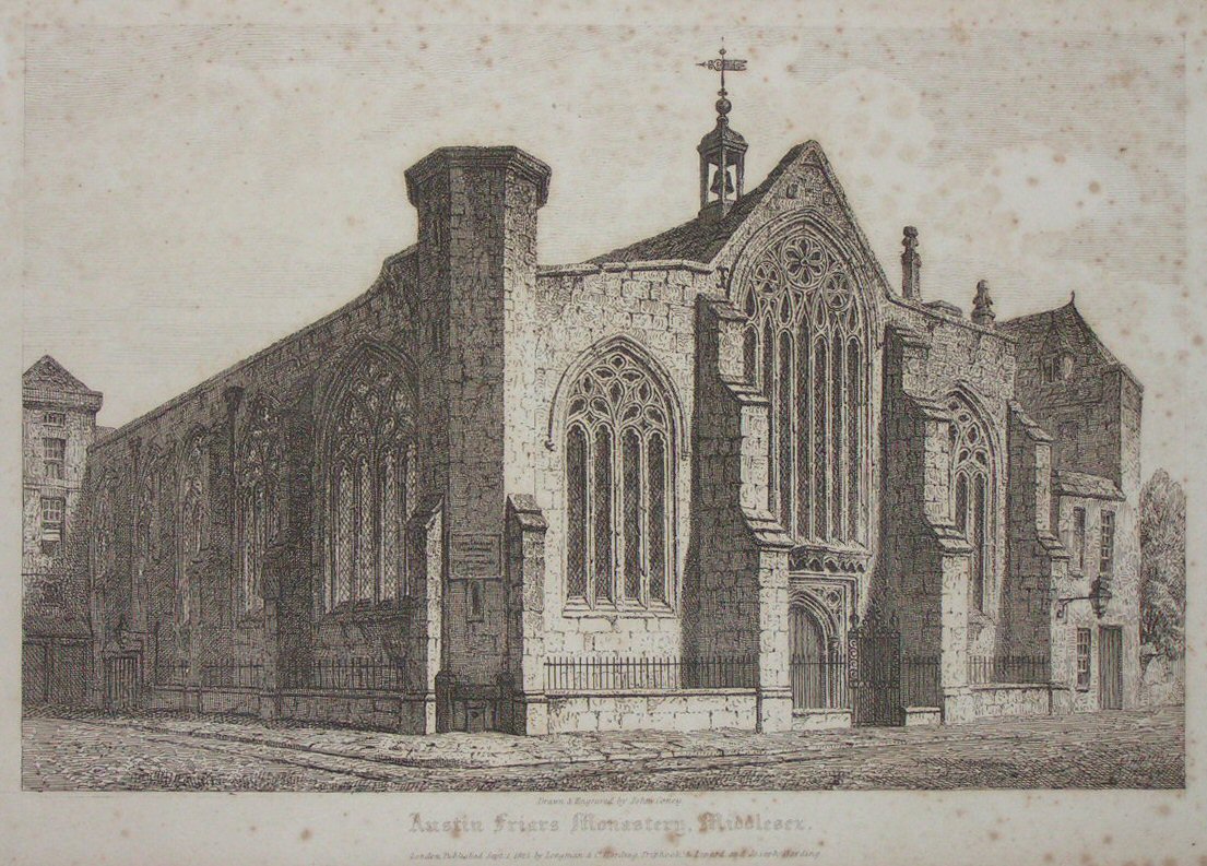 Etching - Austin Friars Monastery, Middlesex. - Longman